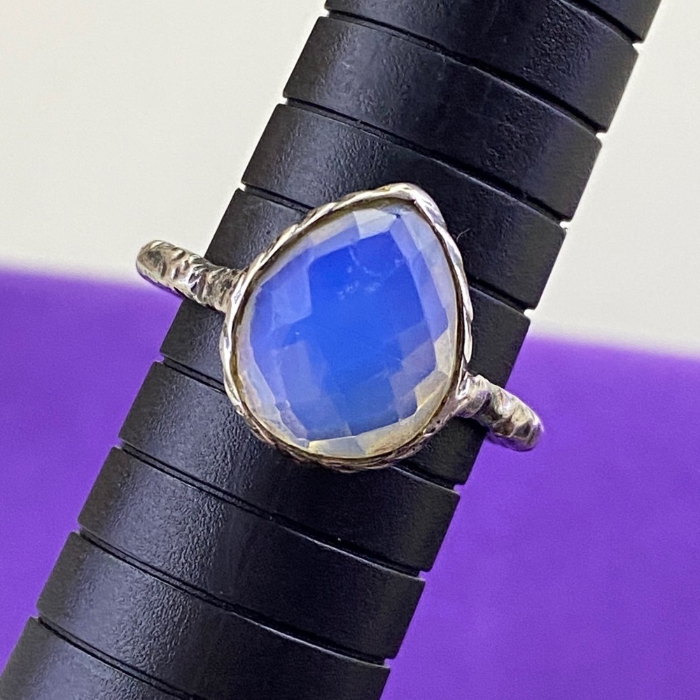 💛 Handmade Sterling Silver Blue Opalite Ring | Dreamy Light Effect - Picture 5 of 7